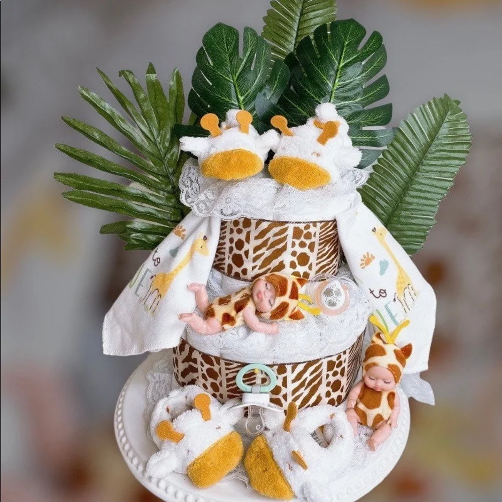 Twins Safari Giraffe Diaper Cake